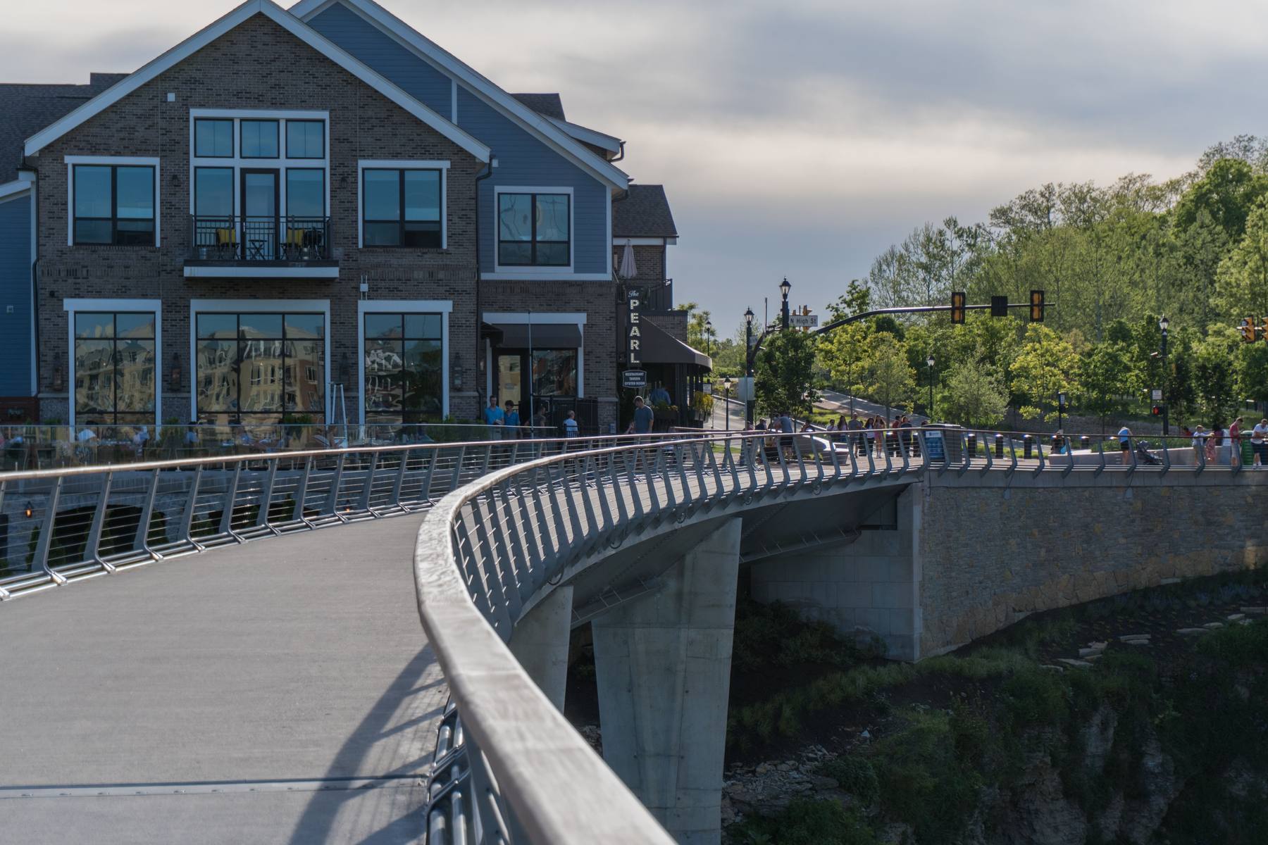 The Dublin Link pedestrian bridge at Bridge Park in Dublin, Ohio