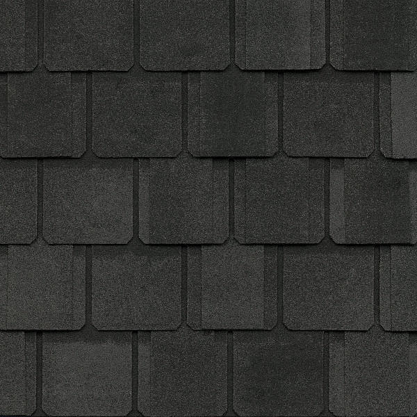 CertainTeed Belmont shingle color sample in Black Granite, manufacturer product photo