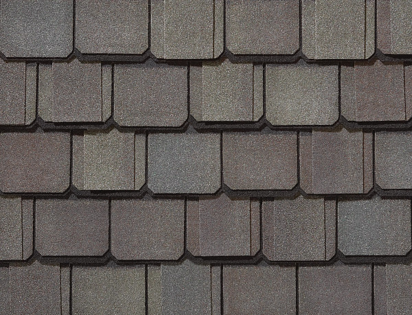 CertainTeed Grand Manor shingle color sample in Gatehouse Slate, manufacturer product photo