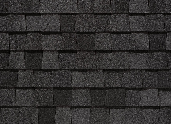 CertainTeed Landmark PRO shingle color sample in Max Def Moire Black, manufacturer product photo